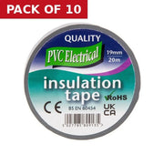 19mm x 20m Grey PVC Tape - Pack of 10