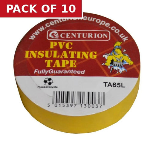 PVC Yellow Tape, Yellow M, 19mm x 20m Yellow - Pack of 10