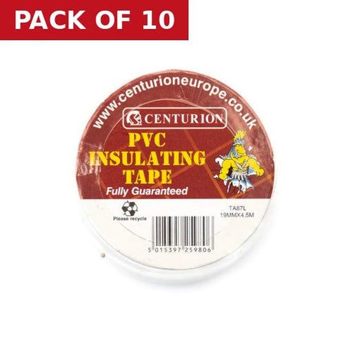 PVC White Tape, White M, 19mm x 4.5m, TA87L - Pack of 10