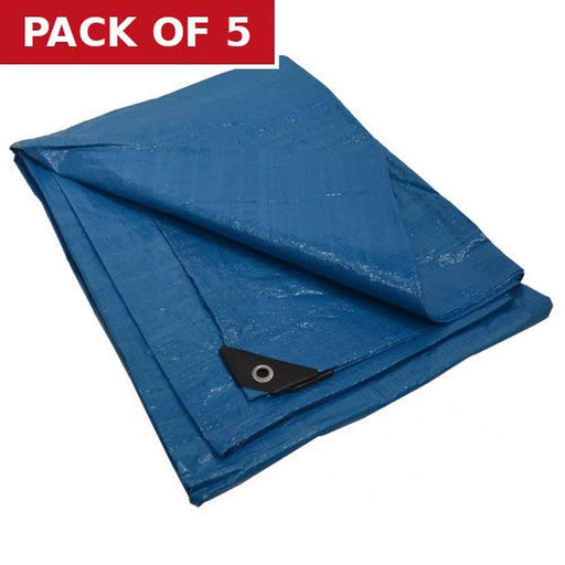 Heavy Duty Waterproof Tarpaulin - 3.6m x 5.4m (12ft x 18ft) - Pack of 5