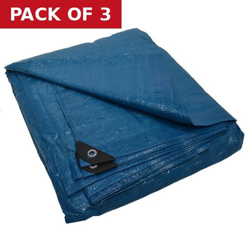 Heavy Duty Waterproof Tarpaulin - 7.3m x 5.4m (24ft x 18ft) - Pack of 3