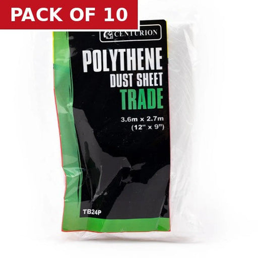 General Polythene Dust Sheet, 12' x 9'/ 3.6m x 2.7m - Pack of 10