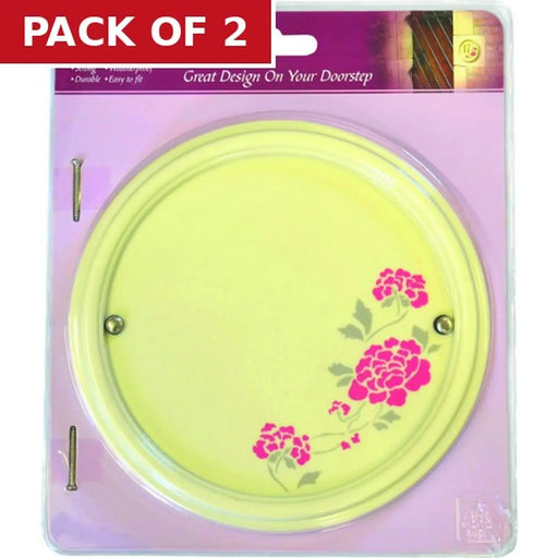 Hand Painted Flower Design Plaque 225mm dia - Pack of 2