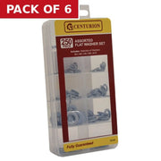 250 Piece Assorted Flat Washer set - Pack of 6