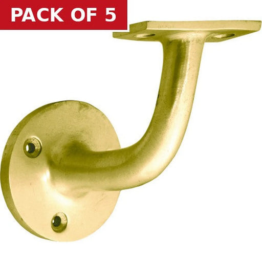 Solid Brass Handrail Bracket, Polished Brass, 65mm - Pack of 5