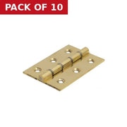 Butt Hinges, Polished Brass, 76mm x 51mm - Pack of 10