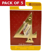 No.4 Solid Brass Door Numbers and Letters, 75mm - Pack of 5