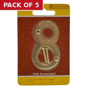 No.8 Solid Brass Door Numbers and Letters, 75mm - Pack of 5