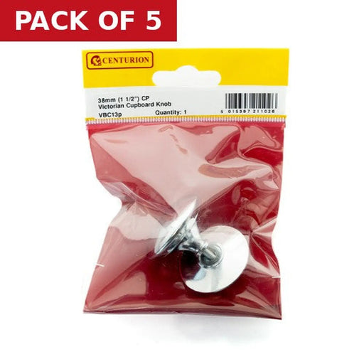 38mm (1 1/2") CP Victorian Cupboard Knob - Pack of 5