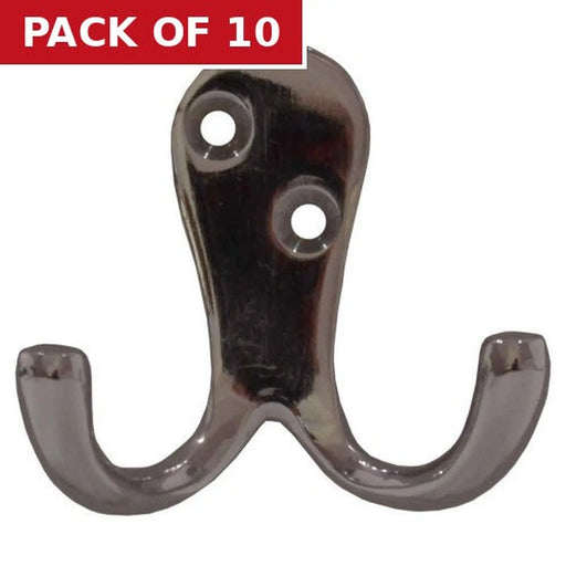 75mm Solid Brass Double Robe Hook - Chrome Plated - Pack of 10