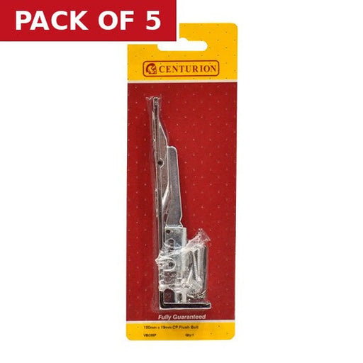 Solid Brass Flush Bolt, Polished Chrome, 150mm - Pack of 5