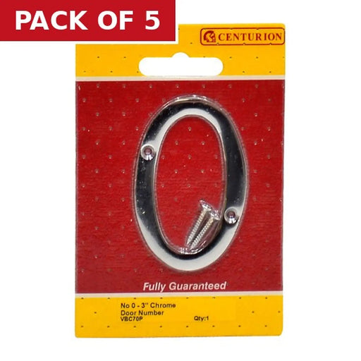 No.0 Chromed Door Numbers and Letters, 75mm - Pack of 5