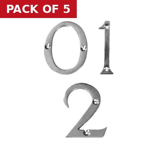No.1 Chromed Door Numbers and Letters, 75mm - Pack of 5