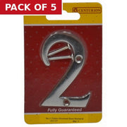No.2 Chromed Door Numbers and Letters, 75mm - Pack of 5
