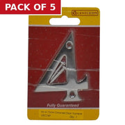 No.4 Chromed Door Numbers and Letters, 75mm - Pack of 5