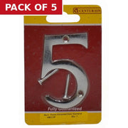 No.5 Chromed Door Numbers and Letters, 75mm - Pack of 5