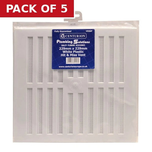 Plastic Hit & Miss Vents - White - 229 x 229mm - Pack of 5
