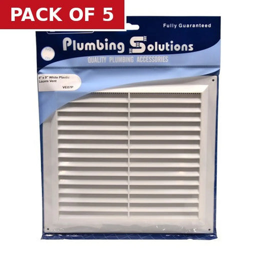 Plastic Louvre Vent - White - 229 x 229mm - Pack of 5