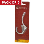 125mm Solid Brass Hat & Coat Hook - Satin Chrome - Pack Qty 1 - Pack of 5