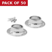 19mm (3/4") Wardrobe Rod Sockets - Chrome Plated - Pack of 50