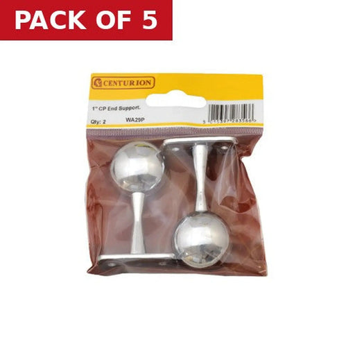 19mm (3/4") Wardrobe Centre Supports - Chrome Plated - Pack Qty 1 - Pack of 5