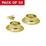 19mm (3/4") Wardrobe Rod Sockets - Brass - Pack of 50