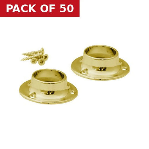 19mm (3/4") Wardrobe Rod Sockets - Brass - Pack of 50