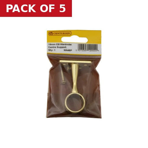 19mm (3/4") Wardrobe Centre Supports - Brass - Pack Qty 1 - Pack of 5