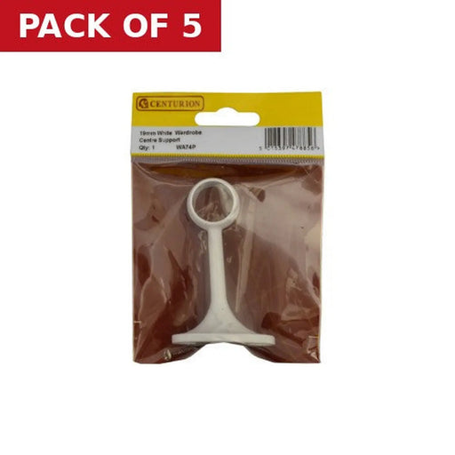 19mm Wardrobe Centre Supports - White - Pack Qty 1 - Pack of 5