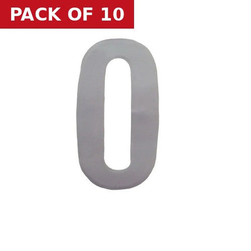 75mm White Helvetica Bold Condensed Style Vinyl Number 0 - Pack of 10
