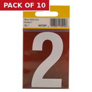 75mm White Helvetica Bold Condensed Style Vinyl Number 2 - Pack of 10