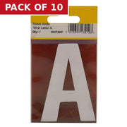75mm White Helvetica Bold Condensed Style Vinyl Letter A - Pack of 10