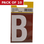 75mm White Helvetica Bold Condensed Style Vinyl Letter B - Pack of 10