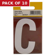 75mm White Helvetica Bold Condensed Style Vinyl Letter C - Pack of 10