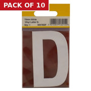 75mm White Helvetica Bold Condensed Style Vinyl Letter D - Pack of 10