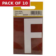 75mm White Helvetica Bold Condensed Style Vinyl Letter F - Pack of 10