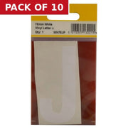 75mm White Helvetica Bold Condensed Style Vinyl Letter J - Pack of 10