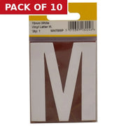 75mm White Helvetica Bold Condensed Style Vinyl Letter M - Pack of 10