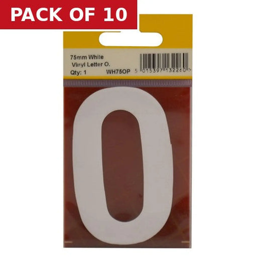 75mm White Helvetica Bold Condensed Style Vinyl Letter O - Pack of 10