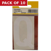 75mm White Helvetica Bold Condensed Style Vinyl Letter Q - Pack of 10