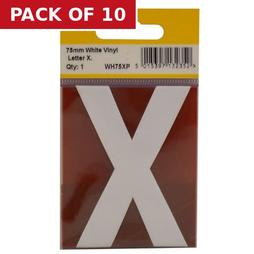 75mm White Helvetica Bold Condensed Style Vinyl Letter X - Pack of 10