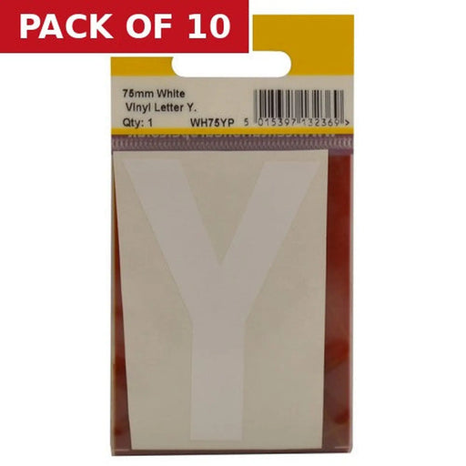 75mm White Helvetica Bold Condensed Style Vinyl Letter Y - Pack of 10