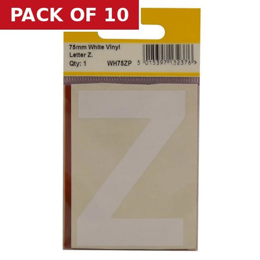 75mm White Helvetica Bold Condensed Style Vinyl Letter Z - Pack of 10