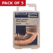 22mm Solder Ring Copper Elbow - Pack of 5