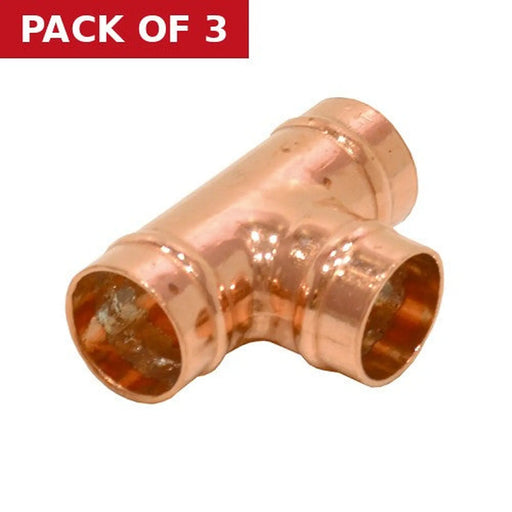 15mm Solder Ring Copper Tee (Pack of 5) - Pack of 3