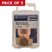 22mm x 3/4" Solder Ring Copper Tap Connector - Pack of 5