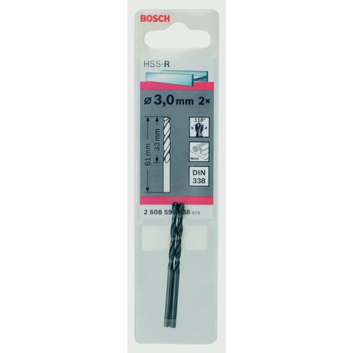 Bosch HSS Twist Point TEQ Drill Bit 2 Pack 3mm