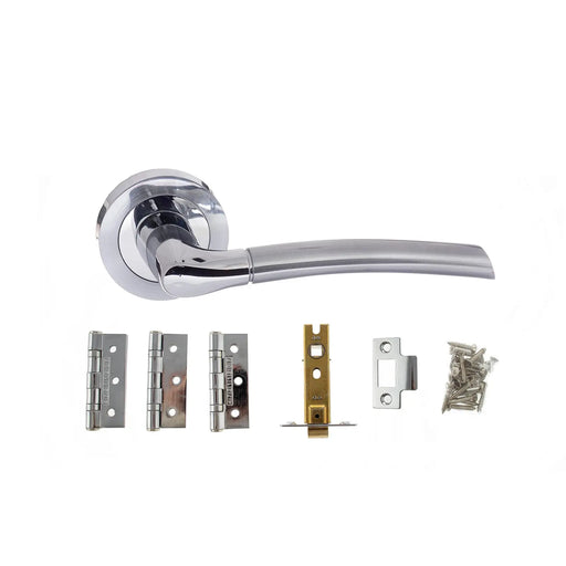 Atlantic Swell Door Pack Bundle (3" Latch + 3"x2" Hingesx3) - Satin Chrome/Polished Chrome