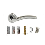 Atlantic Crest Door Pack Bundle (3" Latch + 3"x2" Hingesx3) - Satin Chrome/Polished Chrome