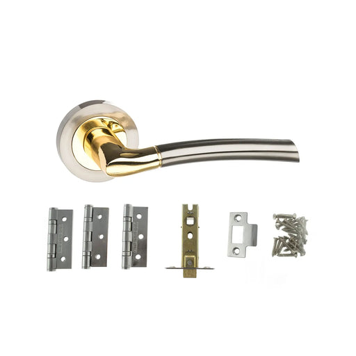 Atlantic Indiana Door Pack Bundle (3" Latch + 3"x2" Hingesx3) - Satin Nickel/Polished Brass